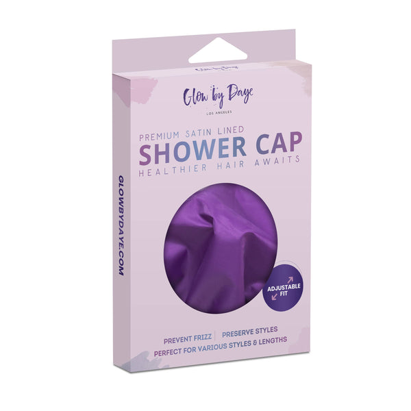 Purple "Rain" Satin Lined Shower Cap By GLOW BY DAYE